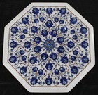 18" Marble Table Top Lapis Inlay Pietra dura​ Work Home Decor And Garden