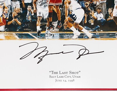 Michael Jordan Autographed Bulls Last Shot 22x36 Photo UDA COA