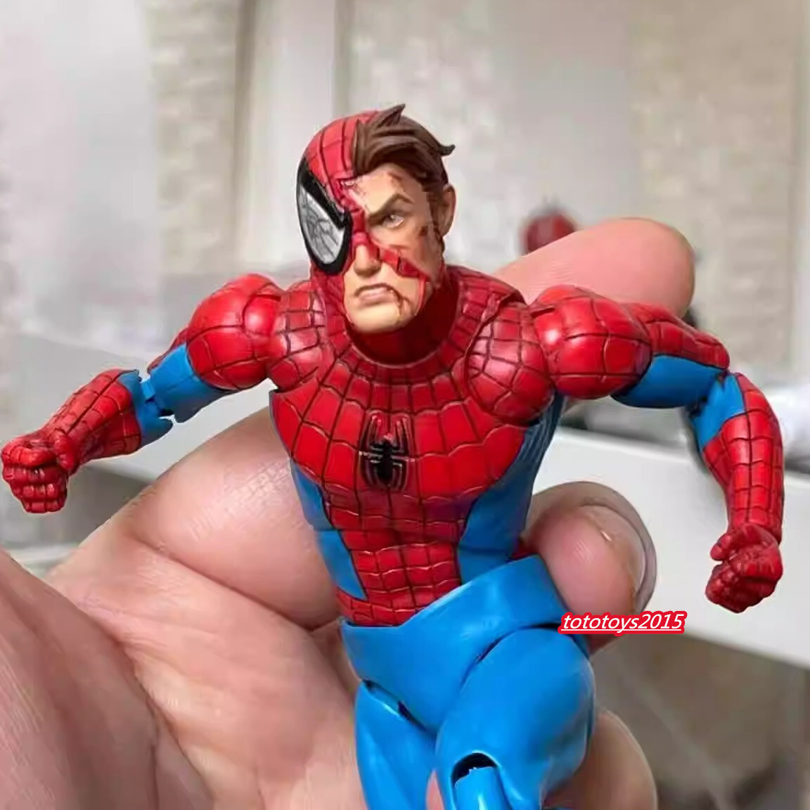1:12 Mafex Head Sculpt Spider-Man Peter Parker Damag For 6