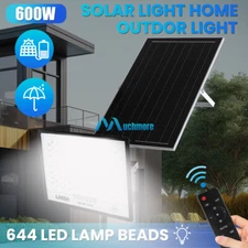 LED Solar Flood Light Security Outdoor Garden Yard Wall Lamp 600W 9000K + Remote
