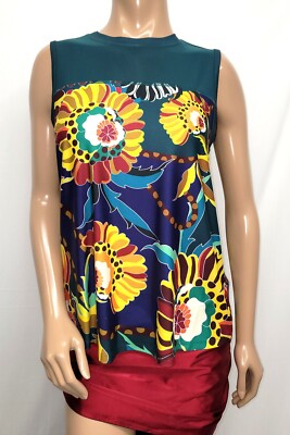 $150 NWT Johnny Was Bee Active Kimbra High Low Mesh Contrast Tank -M- OL12640225