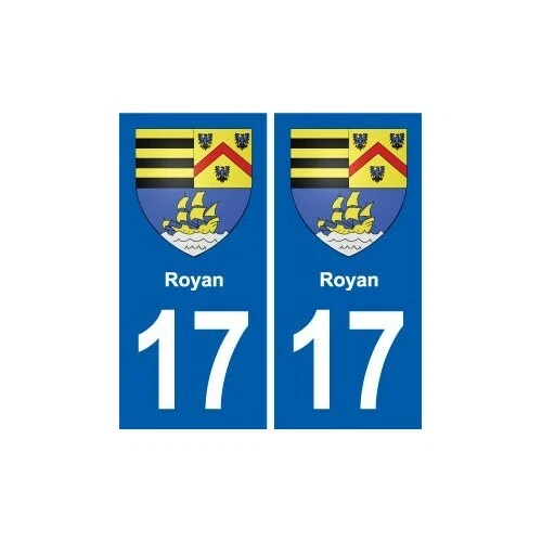 BEARN 17 Royan blason ville autocollant plaque sticker - Angles : droits