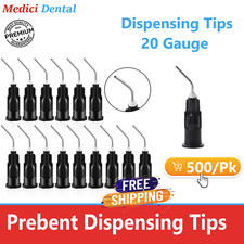 Dental Pre Bent Needle Tips 20 Ga./Black Flow Sealant Dispensing Tip, 500/Bag