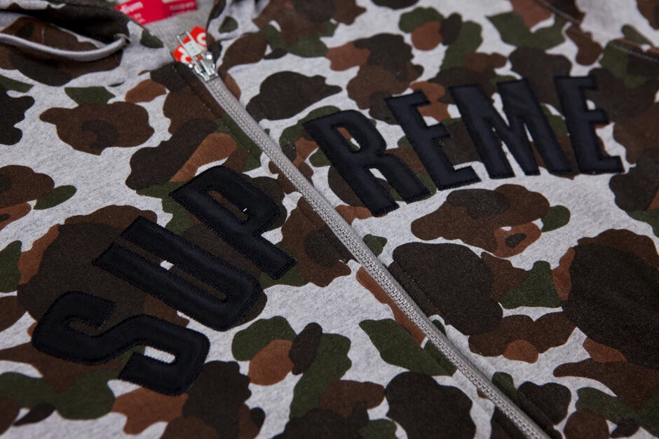 SUPREME ARC LOGO THERMAL ZIP UP SWEATSHIRT CAMO M FW12 HOODIE