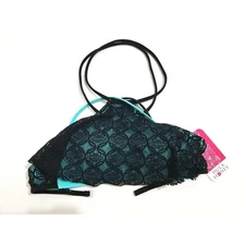 Hula Honey crochet black high neck bikini top size XS