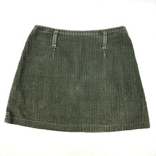 Vintage 90s Paris Sports Club Olive Green Corduroy Mini Skirt Jr 5 25x14.5" USA