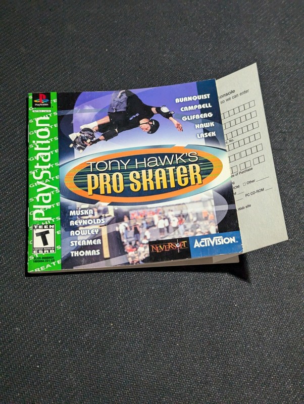 tony hawk pro skater ps1 manual Reg Card only