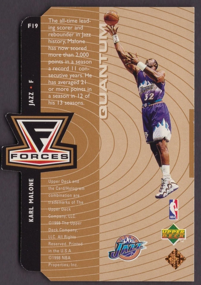 1998-99 Upper Deck Forces Quantum Bronze #F19 - 0538/1000 Karl Malone |NM|  - Image 2 of 2