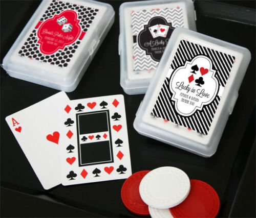100 cartes à jouer personnalisées Lucky in Love Vegas faveur mariage - Photo 1 sur 3