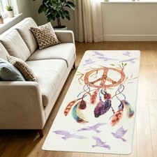 ABREEZE Decorative Dreamcatcher Faux Wool Runner Rug Bedside, Furry Runner