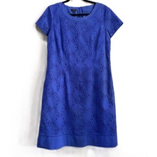 TALBOT'S | Cotton Floral Eyelet Lined Dress size 14 Women's