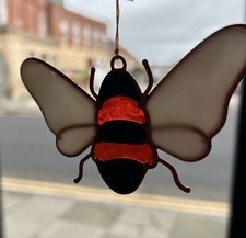 Hanging Bumble Bee Wasp Bug Stained Glass Sun Catcher