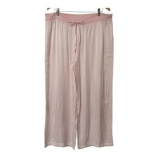 PJ Harlow Pink Pajama Bottoms XXL Blush Pink Satin Wide Leg Lounge Wear PJs