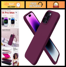 Slim Liquid Silicone Case for iPhone 14 Pro Max 6.7" - Soft Gel Rubber, Full Pro
