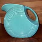 Fiesta Fiestaware Large Disc Pitcher Turquoise 67 oz Back Mark has Letter "H"