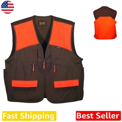 Durable Upland Bird Vest - Mens Chestnut/Orange, Oversized, Front Zip, 4 Pockets