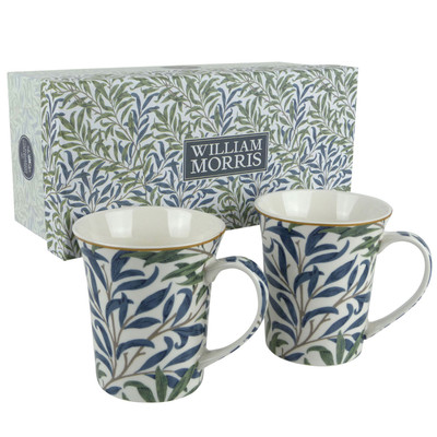 William Morris 2er Set Porzellan Tassen/Tassen Willow Bough Design Geschenkbox