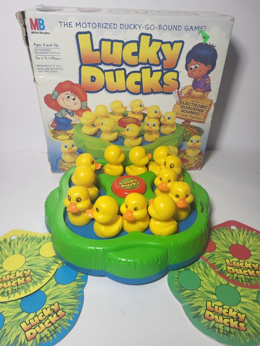VINTAGE 1994 LUCKY DUCKS DUCKY-GO-ROUND MOTORIZED GAME MILTON