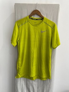 NIKE DRI FIT RUNNING Yellow Short Sleeve Activewear T Shirt Size S