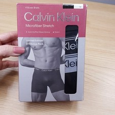 CALVIN KLEIN Boxer Brief Mens Medium Black 4-Pack Microfiber Stretch Wicking