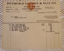 1923 Pittsburgh Leather & Glue Co Billhead Receipt Pittsburgh Pennsylvania