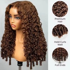 Chocolate Brown Burmese Curly Lace Front Wig Human Hair HD Pre Plucked Brazilian