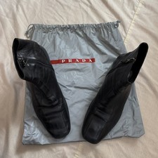 PRADA SPORT BLACK LEATHER ZIP ANKLE BOOTS WOMENS SIZE 39 W/ORIG DUST BAG