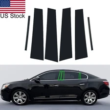 6pcs Glossy Black Pillar Posts Door Window Covers Trim For 10-16 Buick Lacrosse