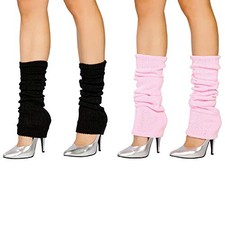2 Pair Leg Warmers,Women Girls Boots Cuff Warmer Ribbed Stretch Knee Black pink
