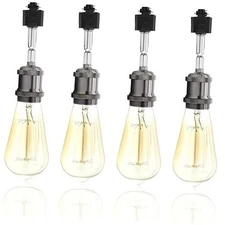 E26 Track Light Heads H Type Track Lighting Heads Direction 4 Pack Pearl Black