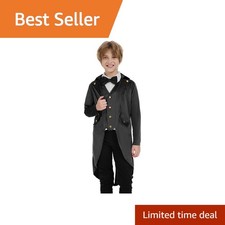 KDAFJLKD Boys Steampunk Tailcoat Jacket Black 130 7-8 Years