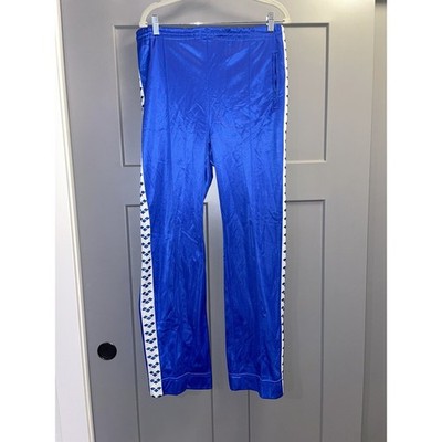 Vintage Arena Blue & White Pull On Track Pant Size Medium Side Tape Logo