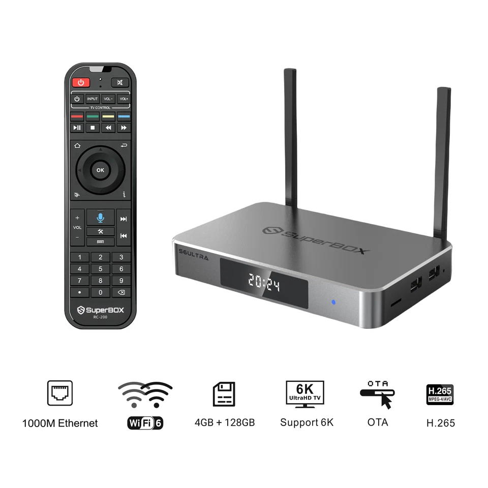 2025 Новый SuperBox S6 Ultra голосовой пульт 4 + 128GB, время сдвига - Изображение 2 из 4