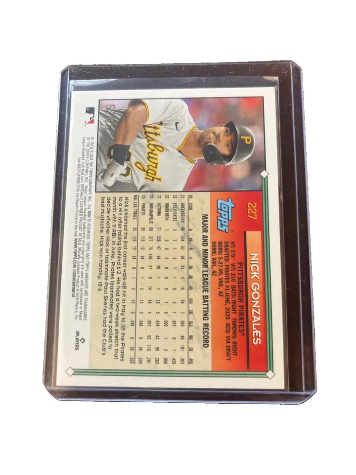 2024 Topps Archives - 1994 Topps Nick Gonzales #227 Aqua Sparkle Foilboard... - Image 2 of 2