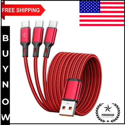 3 in 1 USB Type C 100W Fast Charging Cable USB A to Type C Multi Charging Data