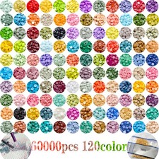 60000 Pieces 120 Color Diamond Art Painting Beads,Flat Bottom Round Resin Rhi...