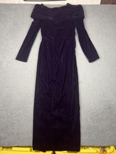 Rampage Dress Womens 5 Purple Velvet Off Shoulder Long Sleeve Sheath Maxi