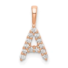 14k Rose Gold Small Initial A Diamond Pendant