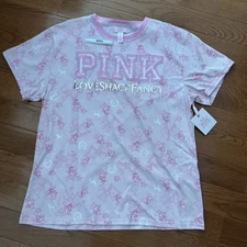 Victoria’s Secret PINK x LOVE SHACK FANCY Floral Logo Campus Tee MEDIUM NWT