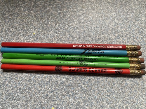 5 vtg pencil Elsie Michigan 59 Ford Clark’s Service 65 Debar Chevy Boyd Hardware