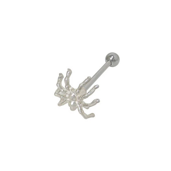 Barbell Tongue Ring with Spider Design eBay