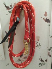 12' RED WITH TAN & WHITE TRACERS LEAD ROPE FOR ANDERSON & PARELLI TRAINING