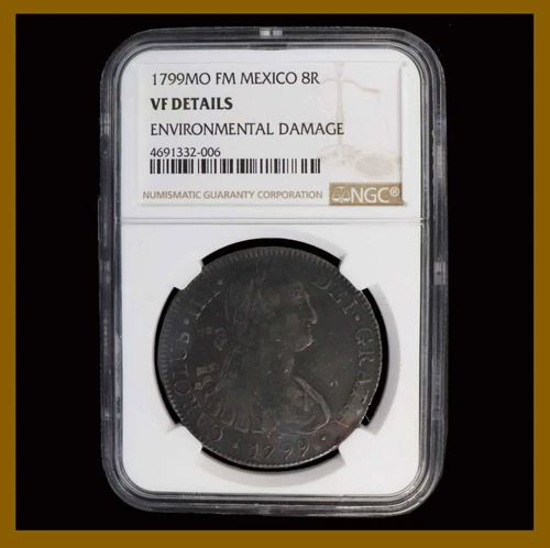Mexico 8 Reales Coin Silver, 1799 MO FM Carlos 4th 4691332-006 (VF) NGC