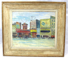 Grand Tableau Moulin Rouge France Paris 1942 Peinture À L'Huile