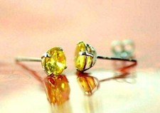 14K Solid White Gold 6mm Round Cubic Zirconia Birthstone Stud Push Back Earrings