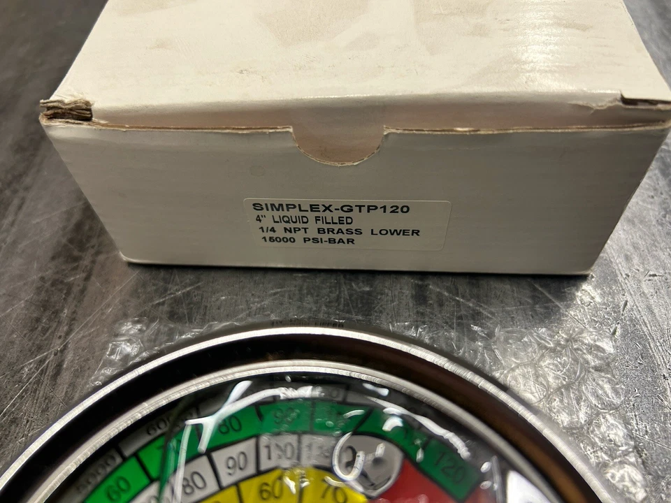 Medidor de pressão de tonelagem cilindro hidráulico SIMPLEX GTP120 4” 120 toneladas 15K PSI NOVO NA CAIXA - Imagem 2 de 4