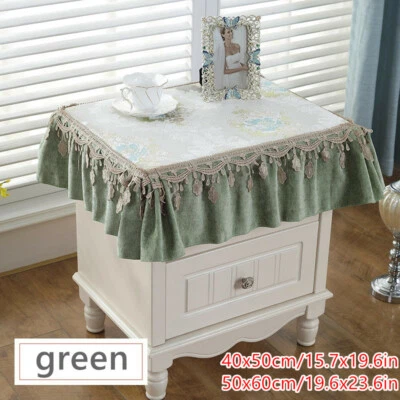 Nappe Table de Chevet Tissu Housse Protection Chenille Jacquard Hérissé Frange - Photo 1/4