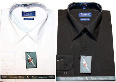 Herren Lang Arm Classic Oberhemd 100% Baumwolle in Weiß und Schwarz HOHtd