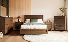 Mid Century Modern Solid Wood Bedroom Set Amish 5 Piece