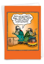 1 Funny Halloween Greeting Card - Kids Instructions - Envelope Included, US-Made